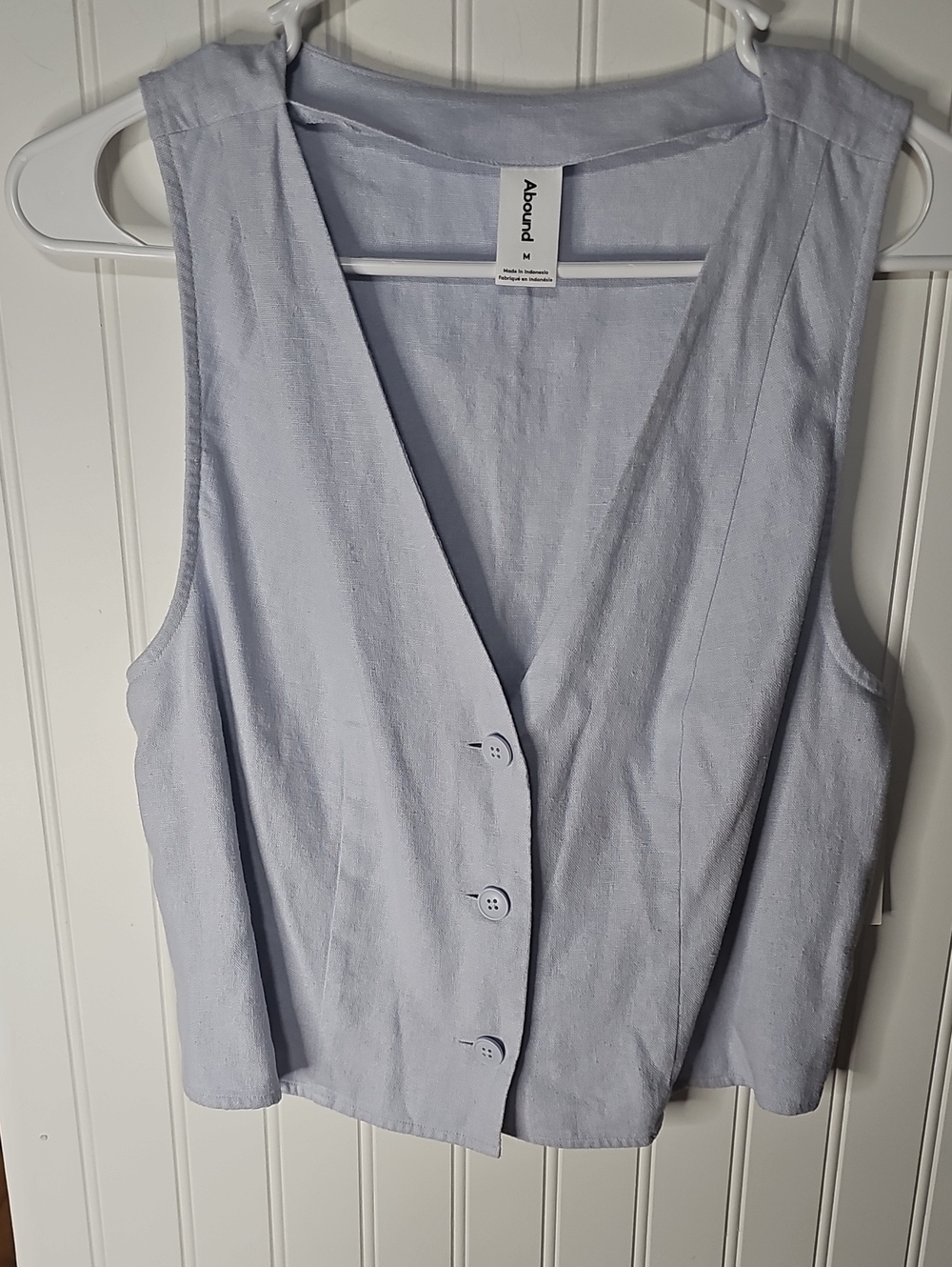Abound Pale Blue Sleeveless Button-Front Vest